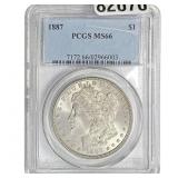 1887 Morgan Silver Dollar PCGS MS66