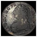 1781 Colonial France Louis XVI Silver 1 Ecu NEARLY