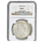 1935-S Silver Peace Dollar NGC MS61