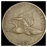 1857 Copper-Nickel Flying Eagle Cent NEARLY UNCIRC