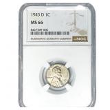 1943-D Wheat Cent NGC MS66