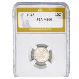 1942 Mercury Silver Dime PGA MS66