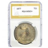 1877 Silver Trade Dollar PGA MS63+
