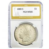 1880-S Morgan Silver Dollar PGA MS66