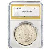 1881 Morgan Silver Dollar PGA MS65