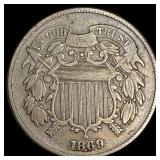 1869 Copper 2 Cents ABOUT UNCIRCULATED