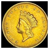 1854 Gold $1 Indian Head Type 2 CLOSELY UNCIRCULAT