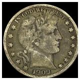 1909 Silver Half Dollar (Barber) ABOUT UNCIRCULATE