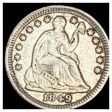 1849 Seated Liberty Silver Half Dime NEARLY UNCIRC