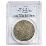 1880 Morgan Silver Dollar PCGS XF45 8/7 Spikes