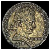 1918 Silver Half Dollar Illinois Centennial CLOSEL