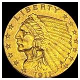 1911 Indian Head Gold $2.5 Quarter Eagle UNCIRCULA