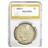 1890-S Morgan Silver Dollar PGA MS65