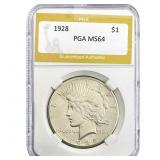 1928 Silver Peace Dollar PGA MS64