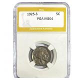 1925-S Buffalo Nickel PGA MS64