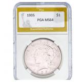 1935 Silver Peace Dollar PGA MS64