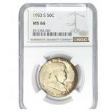 1953-S Franklin Half Dollar NGC MS66