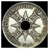 1945 New Guinea Silver 1 Shilling  UNCIRCULATED