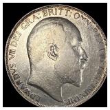 1902 Great Britain Edward VII Silver Crown NEARLY