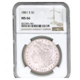 1881-S Morgan Silver Dollar NGC MS66