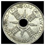 1945 New Guinea Silver 1 Shilling  UNCIRCULATED
