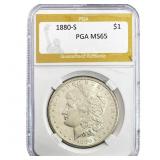 1880-S Morgan Silver Dollar PGA MS65