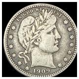 1909 Barber Silver Quarter ABOUT UNCIRCULATED