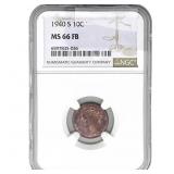 1940-S Mercury Silver Dime NGC MS66 FB