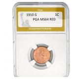 1910-S Wheat Cent PGA MS64 RED
