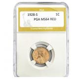 1928-S Wheat Cent PGA MS64 RED