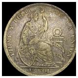 1928 Peru Silver 1/2 Sol
