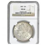 1887 Morgan Silver Dollar NGC MS66