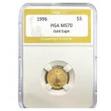 1996 1/10oz $5 Gold Eagle PGA MS70