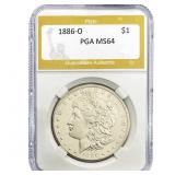 1886-O Morgan Silver Dollar PGA MS64