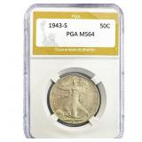 1943-S Walking Liberty Half Dollar PGA MS64