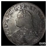 1734 Colonial France Louis XV Silver 1 Ecu NEARLY