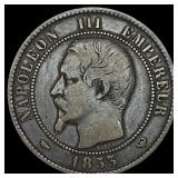 1853 France Napoleon III Bronze 10 Centimes NEARLY