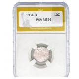 1934-D Mercury Silver Dime PGA MS66