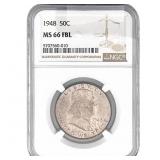 1948 Franklin Half Dollar NGC MS66 FBL