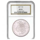 1887 Morgan Silver Dollar NGC MS63