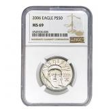 2006 $50 1/2oz Platinum Statue of Lib. NGC MS69