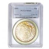1892 Morgan Silver Dollar PCGS MS64
