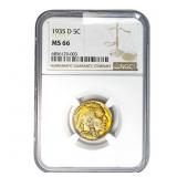 1935-D Buffalo Nickel NGC MS66