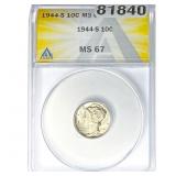 1944-S Mercury Silver Dime ANACS MS67
