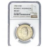 1950-D Booker T Half Dollar NGC MS66+