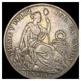 Peru Silver 1 Sol 1894 NEARLY UNCIRCULATED