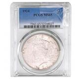 1924 Silver Peace Dollar PCGS MS65