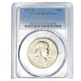 1957-D Franklin Half Dollar PCGS MS65 FBL