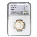 1893 Isabella Silver Quarter NGC MS64