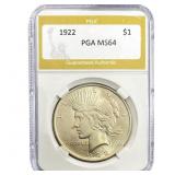 1922 Silver Peace Dollar PGA MS64